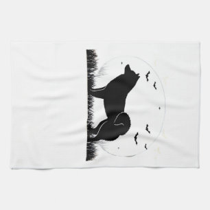 Hokkaido Dog � Halloween Moon Silhouette Classic T Tea Towel