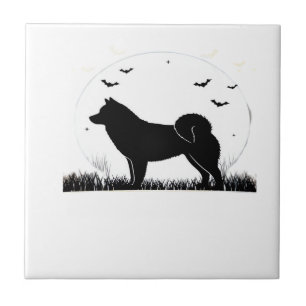 Hokkaido Dog � Halloween Moon Silhouette Classic T Tile