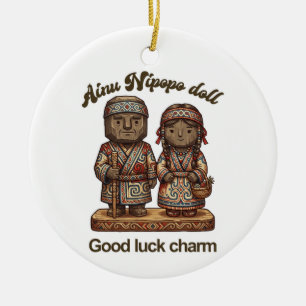 Hokkaido folk craft: Ainu traditional Nipopo doll Ceramic Tree Decoration