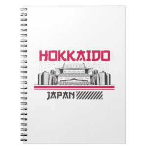 Hokkaido Japan Retro Temple Skyline Travel Design Notebook