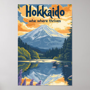 Hokkaido Japan Vintage Art Travel Illustration Poster