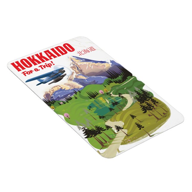 Hokkaido japan vintage vintage style travel poster magnet (Right Side)