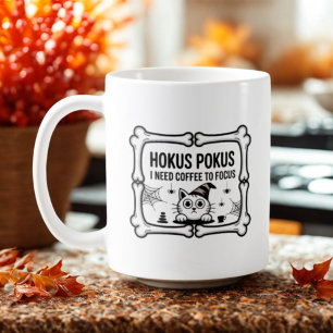 Hokus Pokus I Need Coffee To Focus wizard cat Coffee Mug
