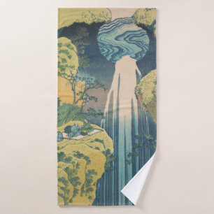 Hokusai Amida Falls Japan Waterfall  Bath Towel Set