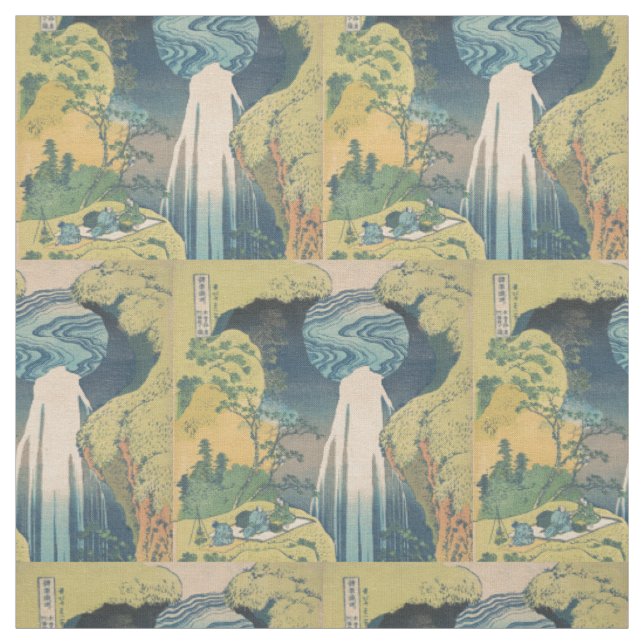 Hokusai Amida Falls Japan Waterfall  Fabric (Swatch)