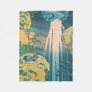 Hokusai Amida Falls Japan Waterfall  Fleece Blanket