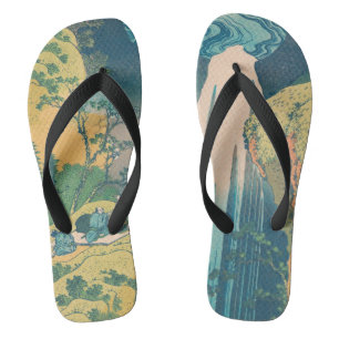 Hokusai Amida Falls Japan Waterfall Flip Flops