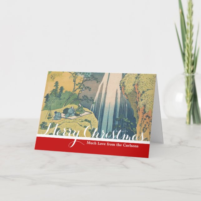 Hokusai Amida Falls Japan Waterfall  Holiday Card (Front)