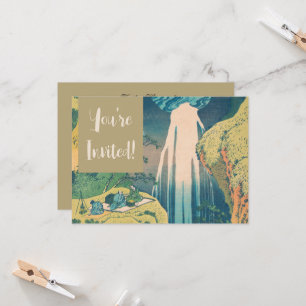 Hokusai Amida Falls Japan Waterfall  Invitation