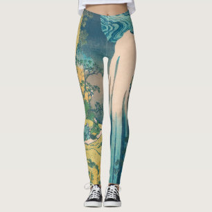 Hokusai Amida Falls Japan Waterfall  Leggings