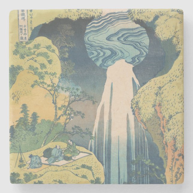 Hokusai Amida Falls Japan Waterfall  Stone Coaster (Front)