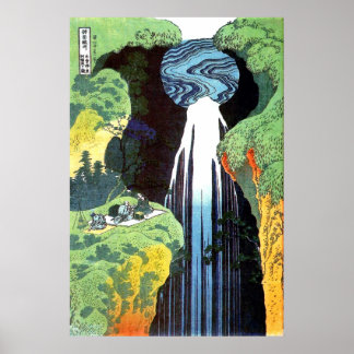 Hokusai: Amida waterfall on the Kiso Road Poster
