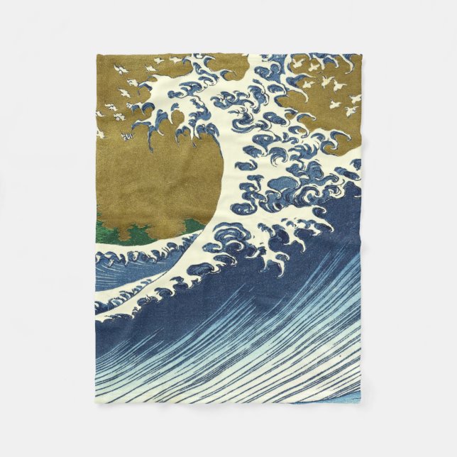 Hokusai Big Wave Japan Japanese Art Fleece Blanket (Front)