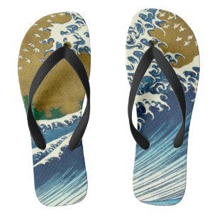 Hokusai Big Wave Japan Japanese Art Flip Flops