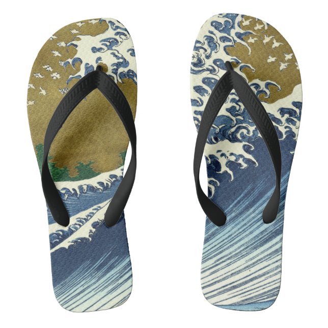 Hokusai Big Wave Japan Japanese Art Flip Flops (Footbed)
