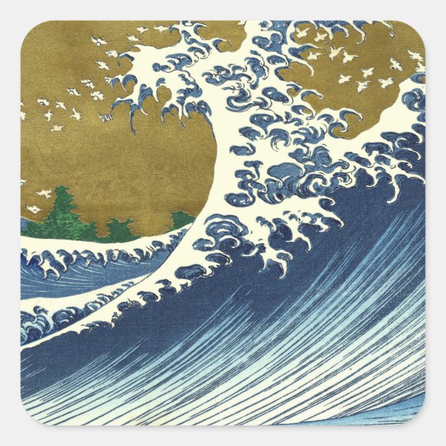 Hokusai Big Wave Japan Japanese Art Square Sticker (Front)