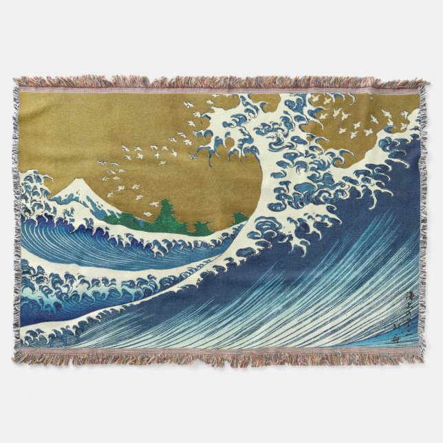 Hokusai Big Wave Japan Japanese Art Throw Blanket (Front)