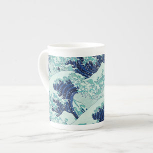 Hokusai Blue Waves Pattern Bone China Mug