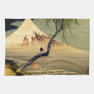 Hokusai Boy Viewing Mount Fuji Japanese Vintage Tea Towel