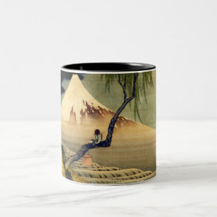 Hokusai Boy Viewing Mount Fuji Japanese Vintage Two-Tone Coffee Mug
