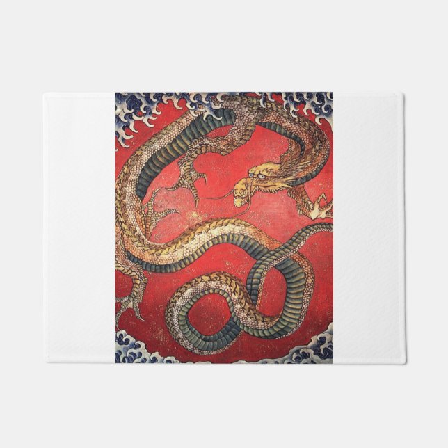 Hokusai Dragon Japanese Vintage Katsushika Hokusai Doormat (Front)