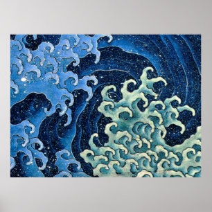 Hokusai Feminine Wave Japan Vintage Ocean Poster