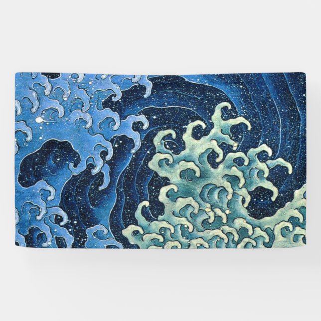 Hokusai Feminine Wave Vintage Ocean  Banner (Horizontal)