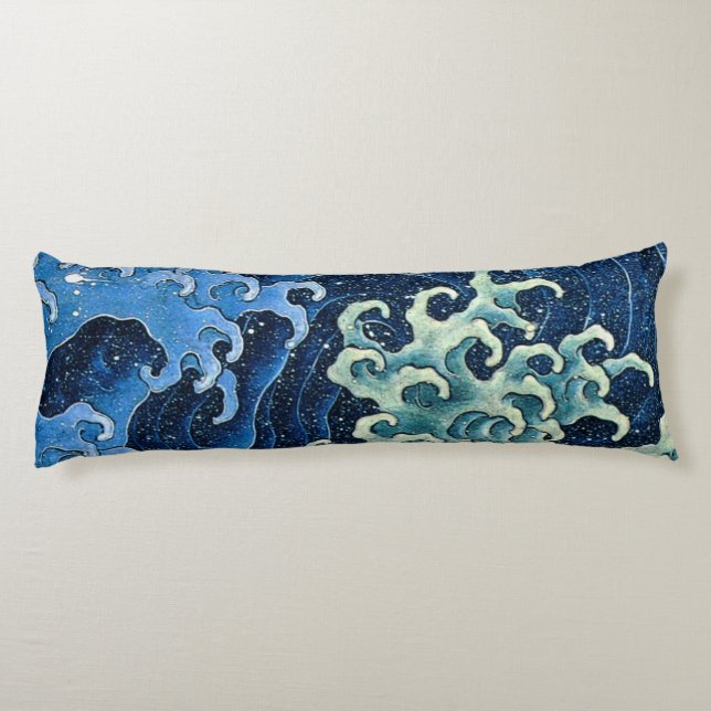 Hokusai Feminine Wave Vintage Ocean  Body Cushion (Back)