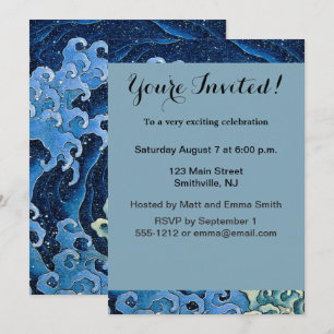 Hokusai Feminine Wave Vintage Ocean  Invitation