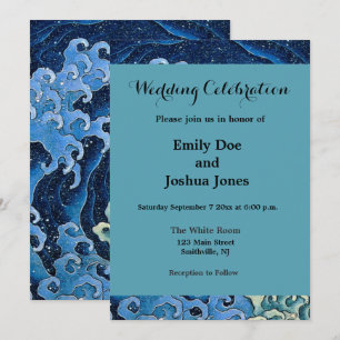 Hokusai Feminine Wave Vintage Ocean Invitation