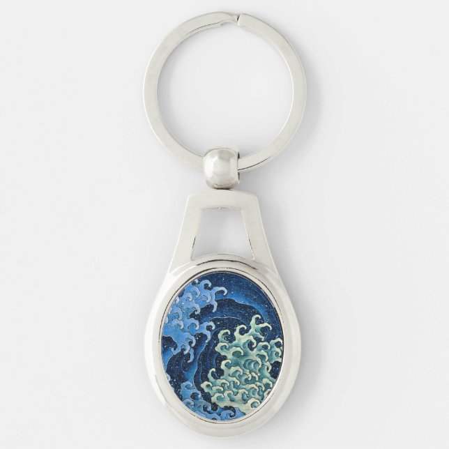 Hokusai Feminine Wave Vintage Ocean  Key Ring (Front)