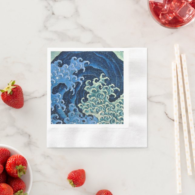 Hokusai Feminine Wave Vintage Ocean  Napkin (Insitu)