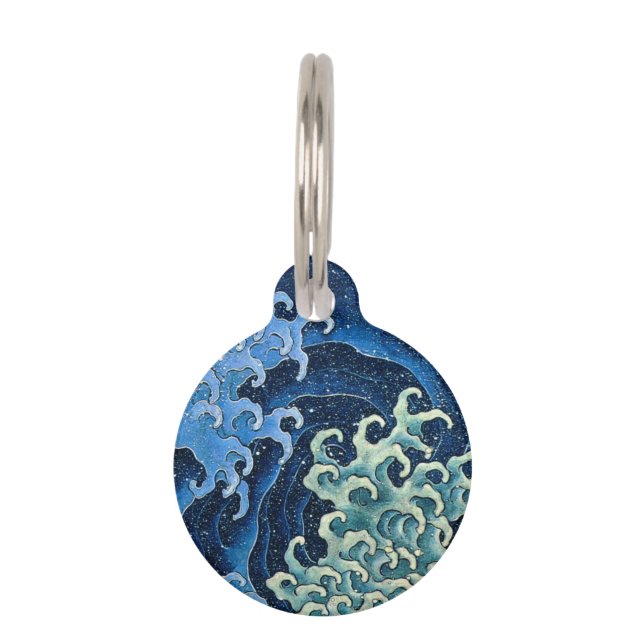 Hokusai Feminine Wave Vintage Ocean  Pet Tag (Front)