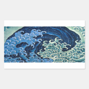 Hokusai Feminine Wave Vintage Ocean  Rectangular Sticker