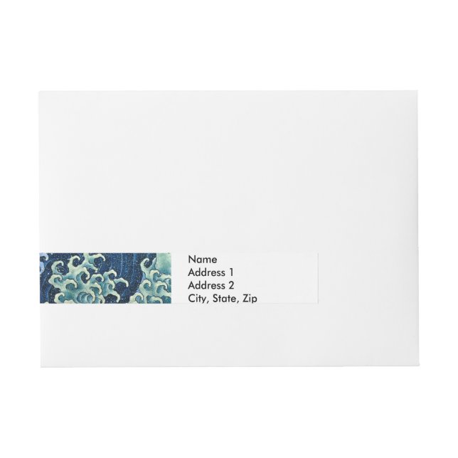 Hokusai Feminine Wave Vintage Ocean  Wraparound Address Label (Front)