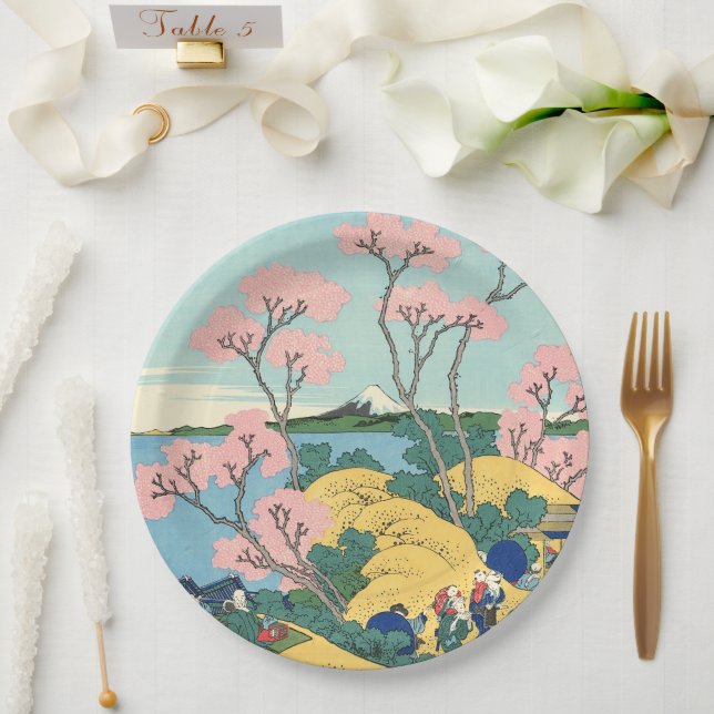 Hokusai Fuji from Gotenyama on the Tōkaidō    Paper Plate (Wedding)