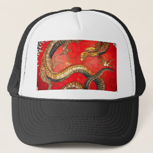 Hokusai Gold Japanese Dragon Hat