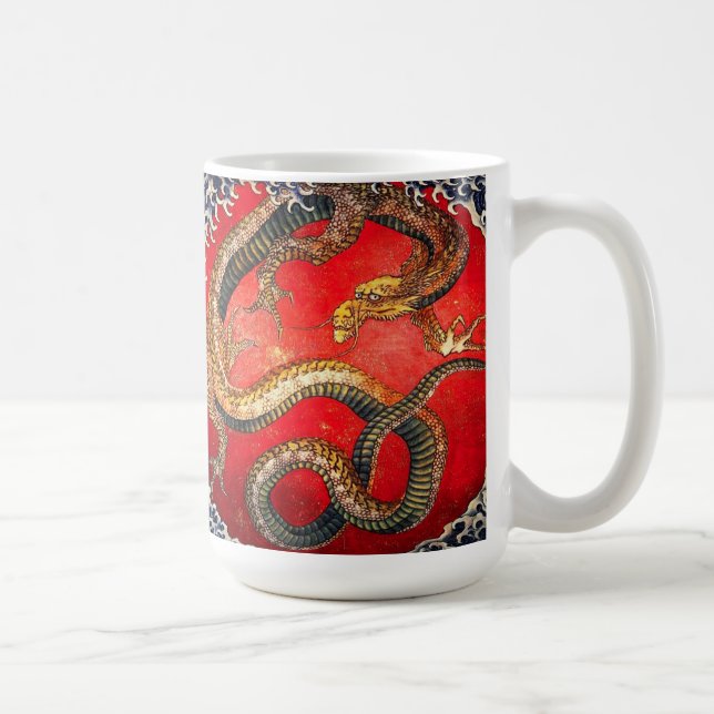 Hokusai Gold Japanese Dragon Mug (Right)