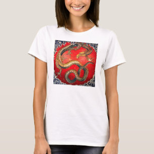 Hokusai Gold Japanese Dragon T-shirt