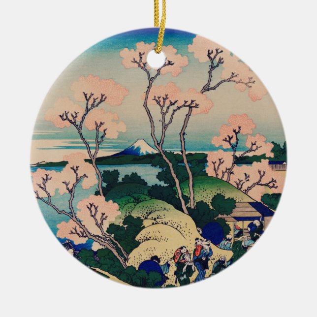 Hokusai - Goten-Yama-Hill Ceramic Tree Decoration (Front)