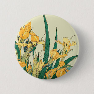 Hokusai grasshopper and iris Japan 6 Cm Round Badge