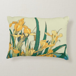 Hokusai grasshopper and iris Japan Decorative Cushion
