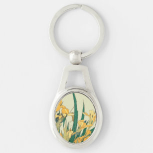 Hokusai grasshopper and iris Japan Key Ring