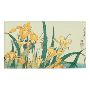 Hokusai grasshopper and iris Japan Name Tag