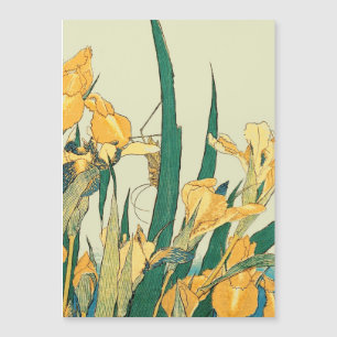Hokusai Grasshopper Iris Vintage Print: Japanese