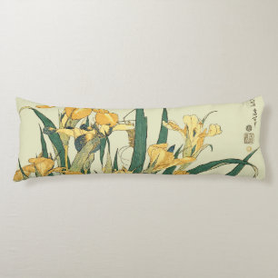 Hokusai Grasshopper Iris Vintage Print: Japanese Body Cushion