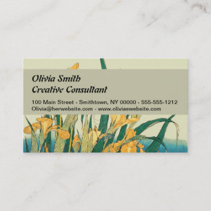 Hokusai Grasshopper Iris Vintage Print: Japanese Business Card