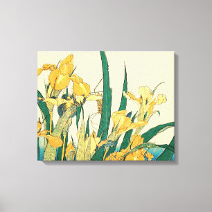 Hokusai Grasshopper Iris Vintage Print: Japanese Canvas Print