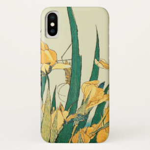 Hokusai Grasshopper Iris Vintage Print: Japanese iPhone X Case