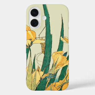 Hokusai Grasshopper Iris Vintage Print: Japanese iPhone 16 Case